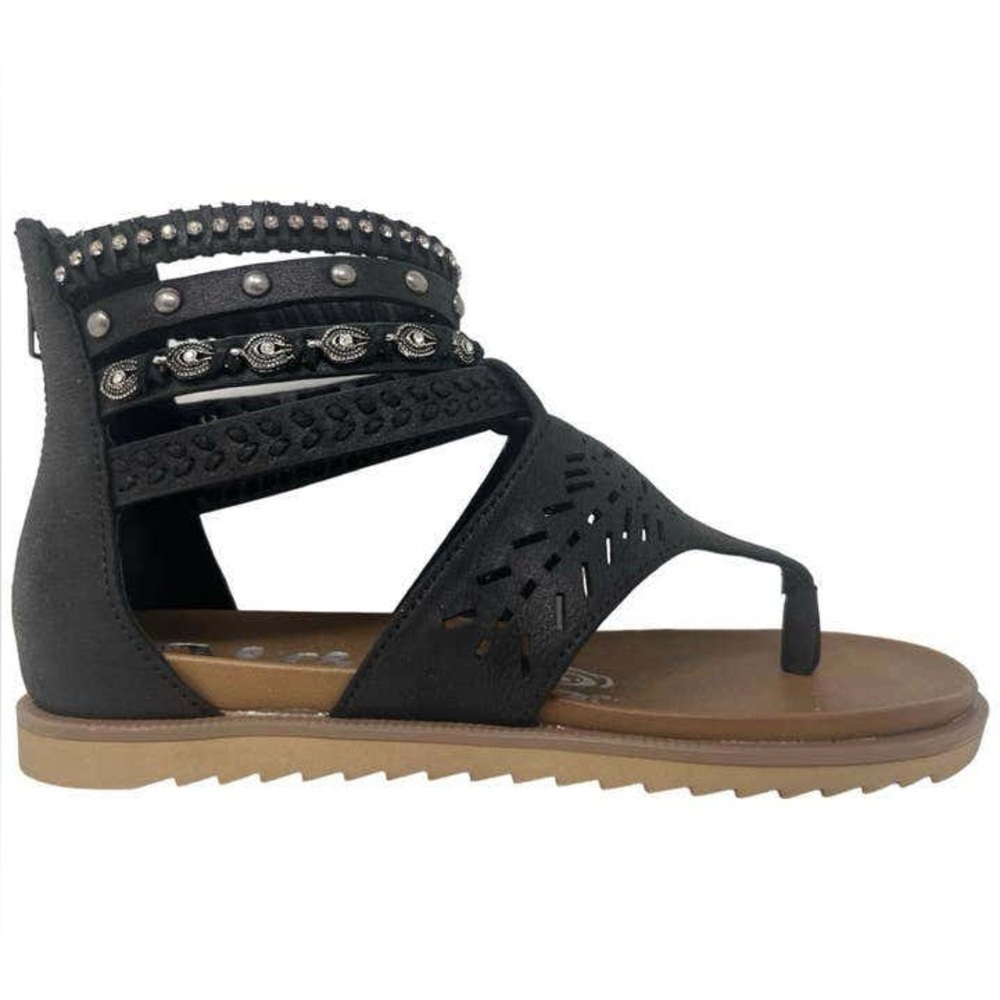 NIB Brand New Very G Mazey Boho Vegan Leather Festival Laser Cut Studded Sandals - Picture 8 of 12
